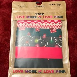 Victoria Secret 5 Pack No-Show Christmas Cheekster/Tanga Panties, Size M, NWT